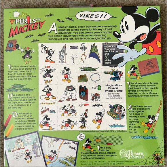 Perils Of Mickey Rubber Stamp Story Box Rubber Stampede 30 Stamps 1 Ink pad VTG - Picture 2 of 3
